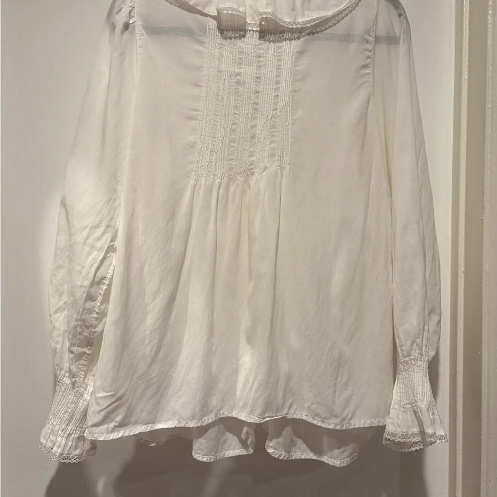 By Anthropologie Long-Sleeve Babydoll Blouse Cottagecore Puff Sleeve Whimsy Top